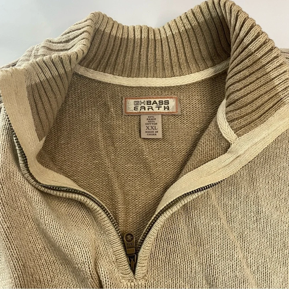 GHBASS Earth XXL Raime/ Cotton Blend Men’s Tan Turtleneck Zip Pullover Sweater
